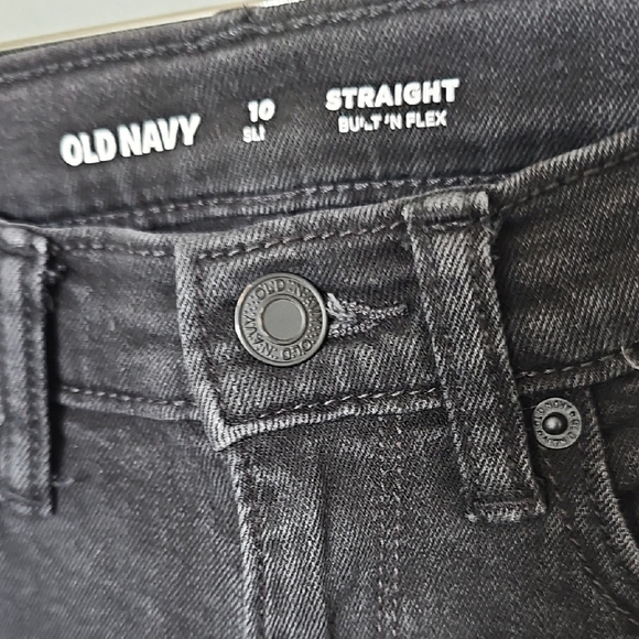Old Navy Boy's 10 Slim Straight Built in Flex Adjustable Waist Black Jeans - Picture 3 of 8